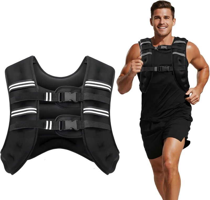 Cavry Weighted Vest, 8lb/12lb/16lb/20lb/25lb/30lb Weight Vest with Two Adjustment Straps for Men Women, Weight Vests with Reflective Stripe for Strength Training, Running, Jogging, Walking - Image 1